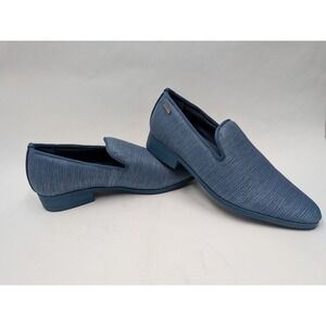 Uubaris Women Blue Textured Slip On Loafers Pointed Toe Flats SM010 Size 7